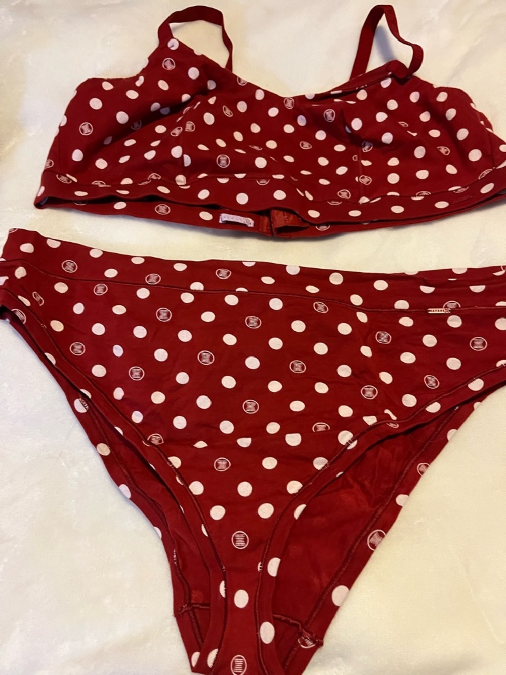Savage X Fenty Red & White Polka Dot Bralette and Panty Set NWOT